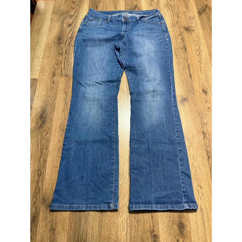 Style & Co Jeans Women Size 12 Blue Denim Curvy Boot Leg Mid Rise Stretch